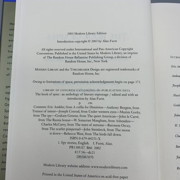 The Book of Spies an Anthology of Literary Espionage by Alan Furst - Picture 6 of 7